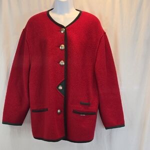 Vintage Geiger Collection Red Women's Blazer with Black Accents